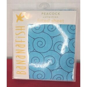 PEACOCK collection BANANAFISH Baby‎ Fitted Crib Sheet Blue Swirls New
